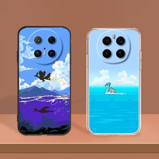 拉普拉斯适用华为Mate70/宝可梦60/50/40/Pro+荣耀Magic7/6畅享80s/80Pro畅玩50像素风X60GT手机壳透明防摔软