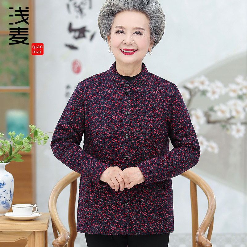 老人棉服女妈妈秋装棉衣薄中老年女装外套80岁奶奶碎花小棉袄秋冬