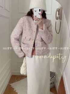 LILI梨里 冬季新款韩系羊圈毛实拍设计加棉小个子小香风短外套女
