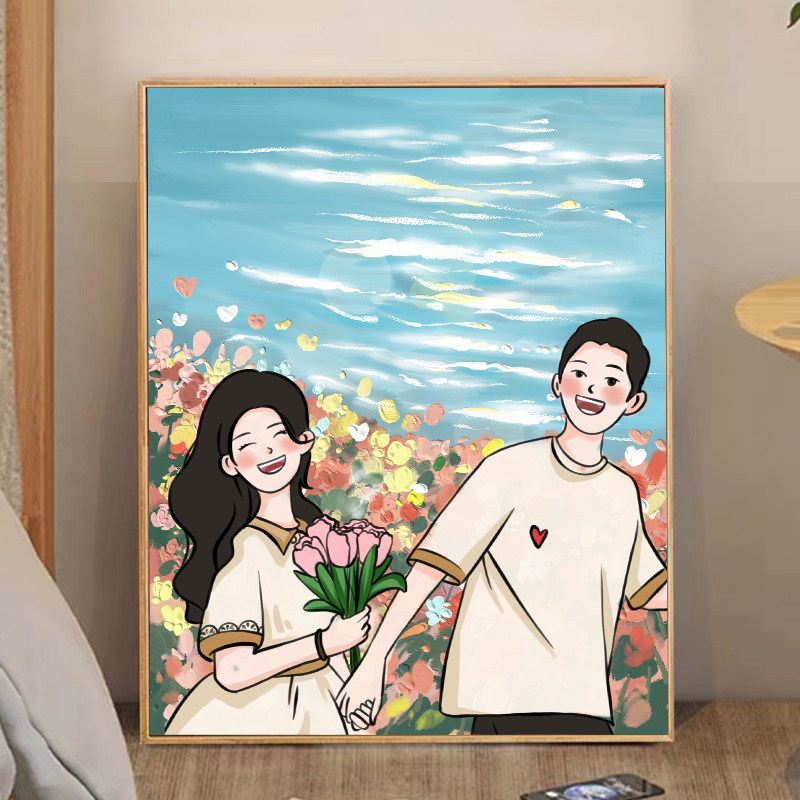 山楂树之恋0基础diy数字油画手绘油彩画丙烯填充减压家居装饰画