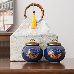 高档伴手礼茶叶包装盒空礼盒半斤布袋陶瓷罐特级红茶绿茶礼盒空盒