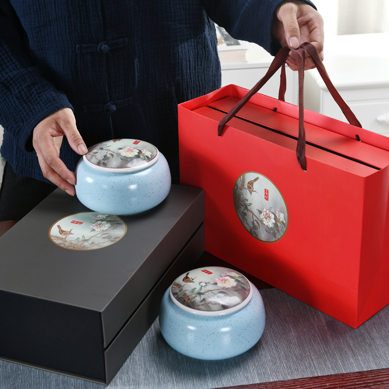 均能手造 新款通用高档茶叶包装盒 空礼盒 半斤装茶叶罐陶瓷定制