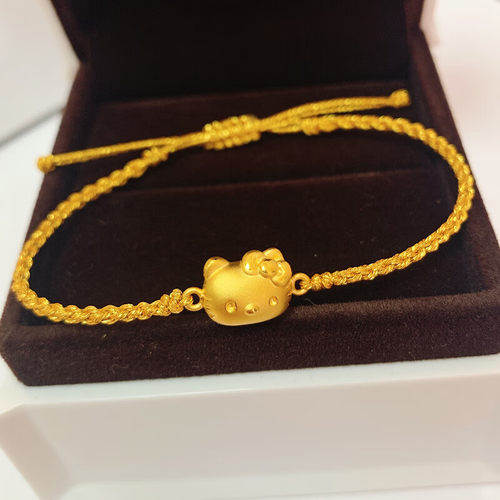 黄金KT猫咪手链足金999卡通猫咪