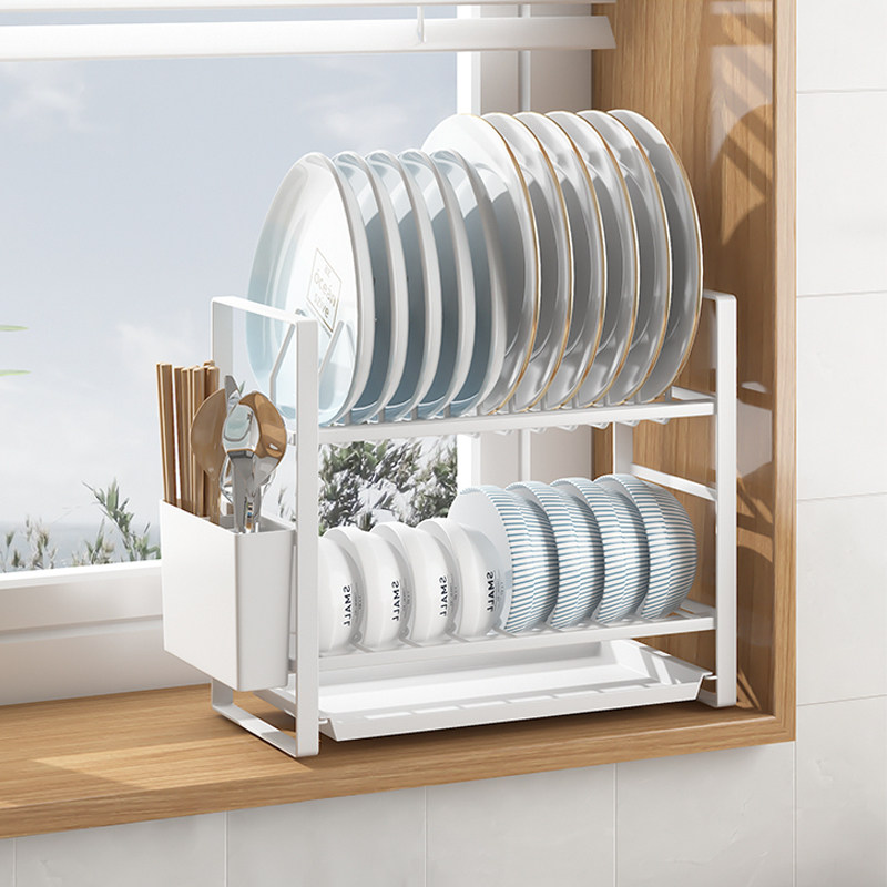 厨房窄款碗碟沥水架免安装台面水槽窗台双层放碗筷碗盘收纳置物架,厨房/烹饪用具,碗架,淘宝优惠券,粉丝福利购,淘宝优惠卷