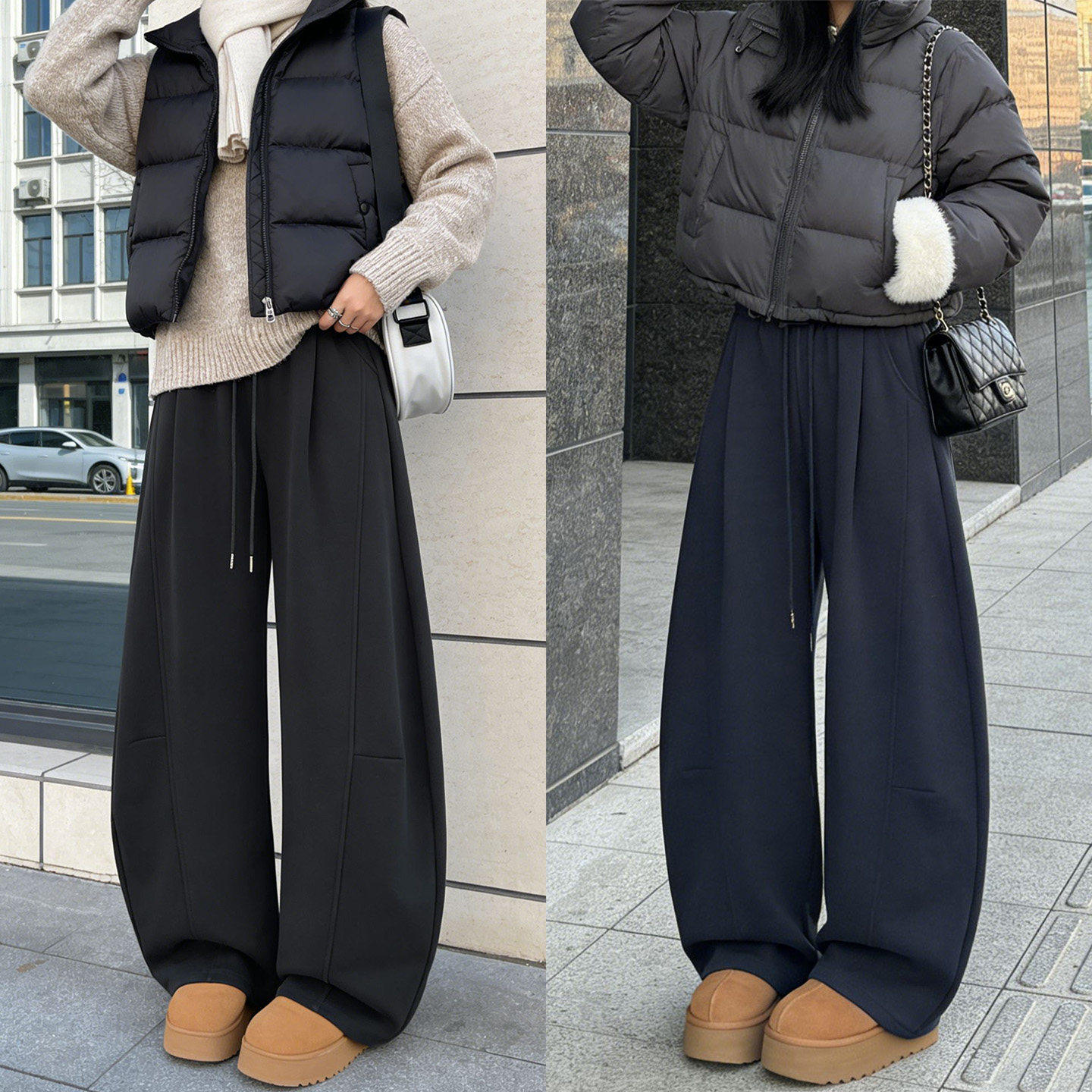 美式薄款弯刀裤女2026新款春秋季镰刀裤阔腿卫裤小个子香蕉运动裤