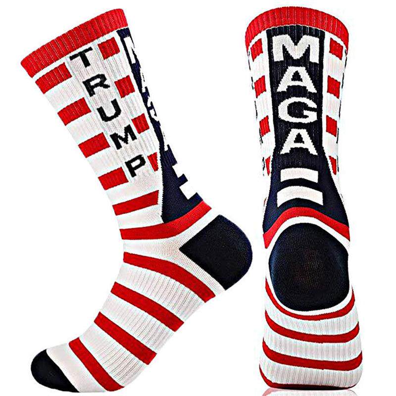 美国国旗袜子选举川普袜休闲中筒袜选举socks棉袜MAGA字母条纹袜