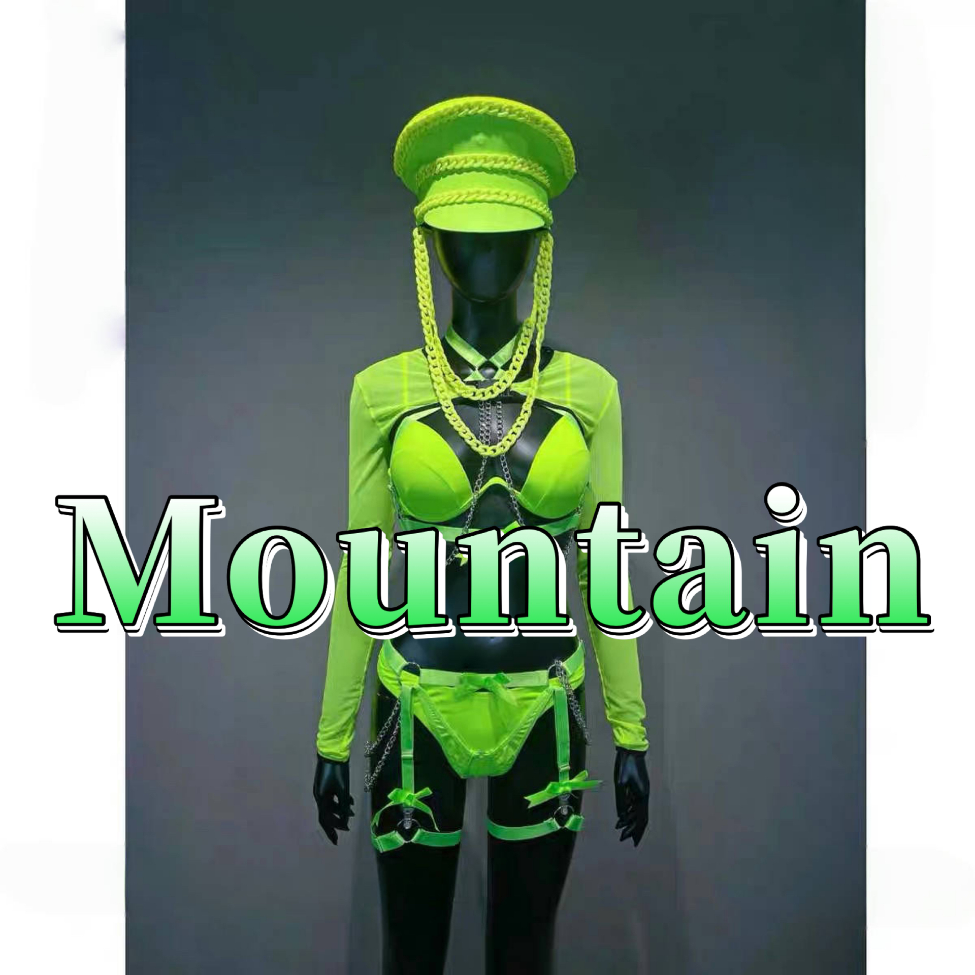 定制夜店gogo荧光绿链条作秀演出服酒吧领舞ds性感比基尼新款