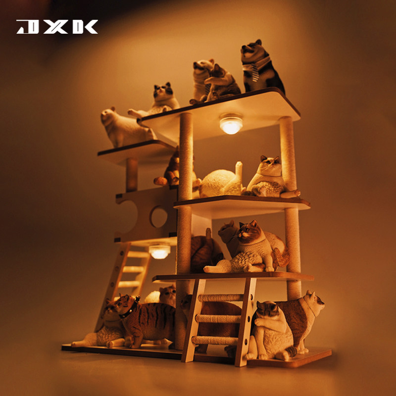 jxk 1/6 猫爬架可爱萌迷你模型场景创意布景拍摄道具diy手工制作