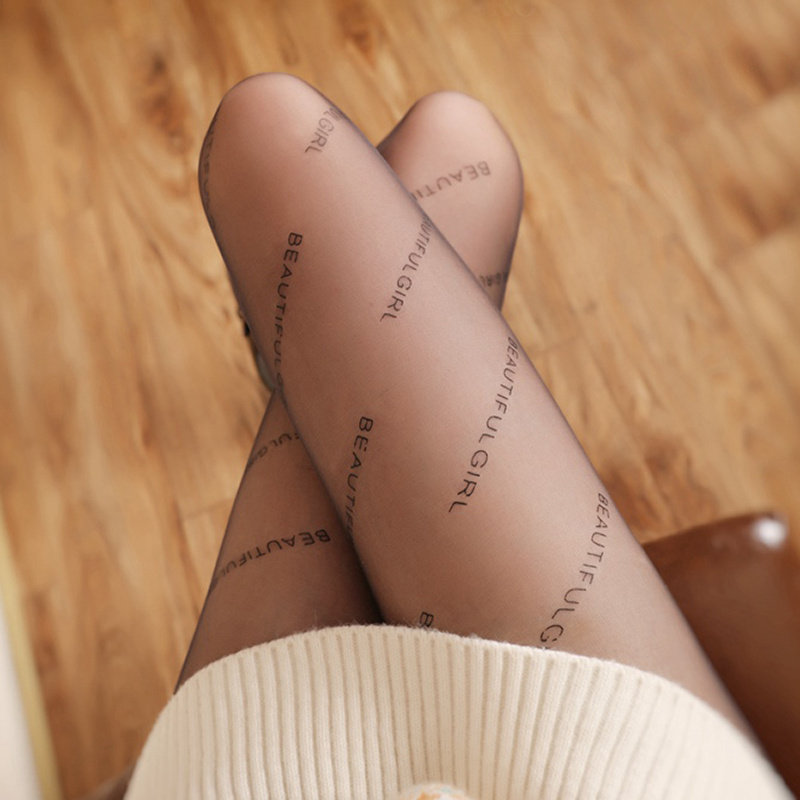 带点纹身刺青网红超薄英文丝袜