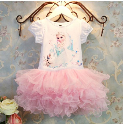 New Frozen Girls Princess Elsa Cosplay Costume Tutu Dress-封面