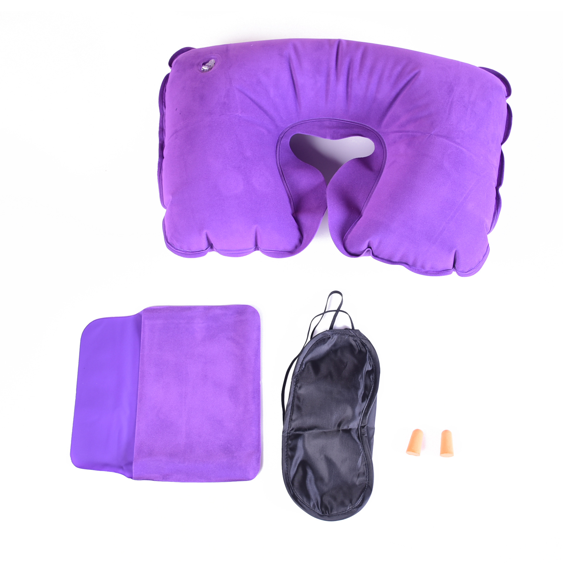 户外旅行U枕充气枕三件套舒睡三件套U形充气枕眼罩耳塞三件套坐垫