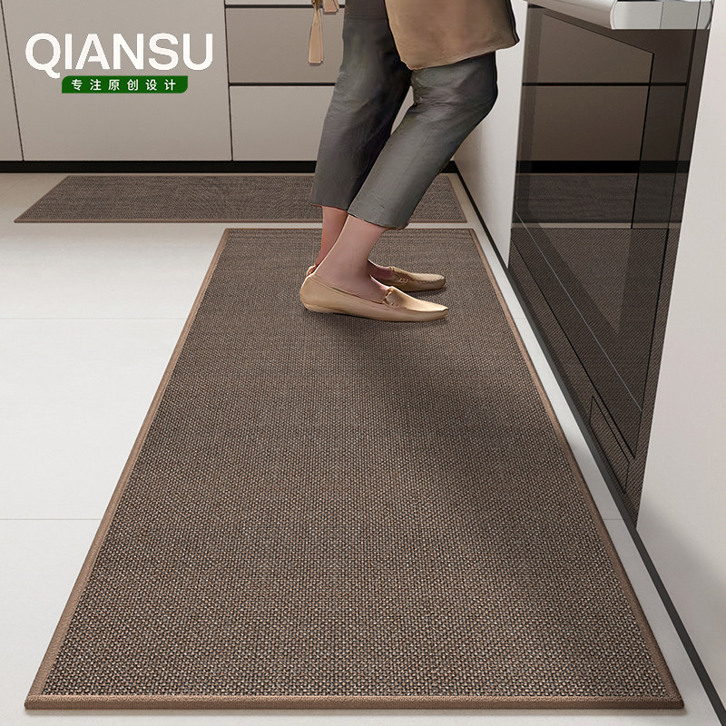 厨房地垫防滑防油吸水专用地毯耐脏地毯垫洗手台垫子新款亚麻编织,居家布艺,厨房地垫,淘宝优惠券,粉丝福利购,淘宝优惠卷