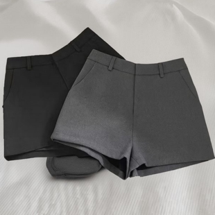 短裤 小个子宽松显瘦热裤 女新款 休闲裤 春夏外穿阔腿裤 高腰黑色西装