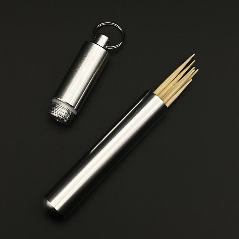 不锈钢牙签筒随身便携式防水密封仓户外旅行铝合金牙签筒小收纳盒