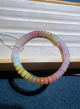 天然盐源玛瑙渐变色彩虹药片约7.1mm