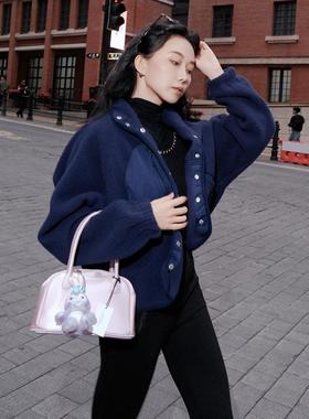 月影集明星同款珊瑚绒外套女欧美街头宽松休闲羊羔摇粒绒夹克上衣