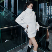 裙直筒高级感连衣裙女气质长袖 月影集 白月光高翻领白色西装 外套