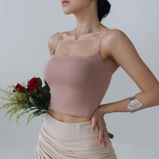 背心内搭带乳胶胸垫内衣打底外穿抹胸上衣 薄款 月影集 吊带女夏季