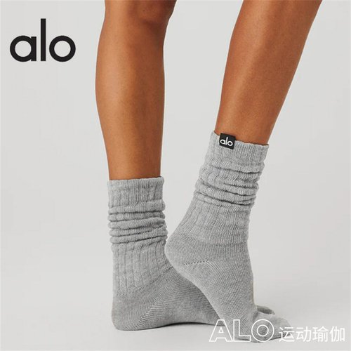 Alo 中筒袜子柔软透气针织运动百搭超厚叠穿袜子堆堆袜长袜瑜伽