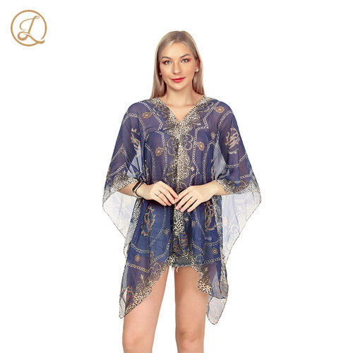 Summer Silk feeling beach cover up Women Cardigan 沙滩巾女