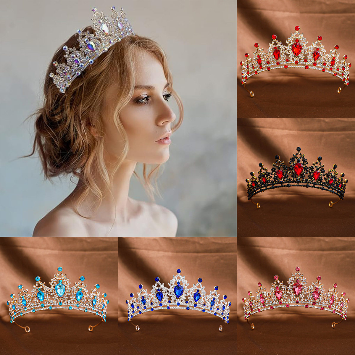 Women Tiara Crowns Girls Princess Crown Crystal Queen Tiaras