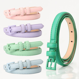 Women Skinny Belts Thin PU Leather Waist Belt 复古女细腰带