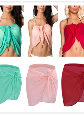Women Beach Suit Wrap Skirt Sheer Bikini Swimsuit Cover Ups
