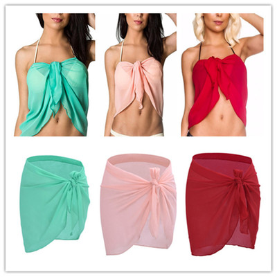 Women Beach Suit Wrap Skirt Sheer Bikini Swimsuit Cover Ups