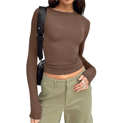 Womens Long Sleeve T Shirts Crew Neck Fall Winter Top 女T恤