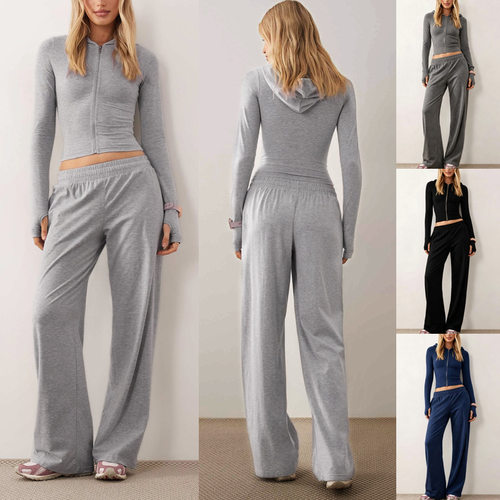 Women 2 Piece Zip Up Sweat Pants and Hoodie Set 连帽卫衣套装