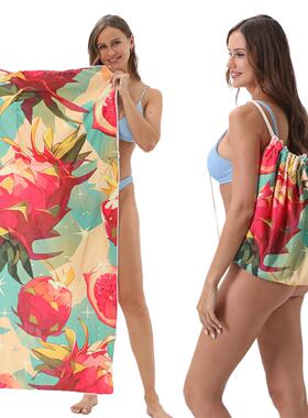 印花背包浴巾沙滩巾一体式women beach towel backpack two forms