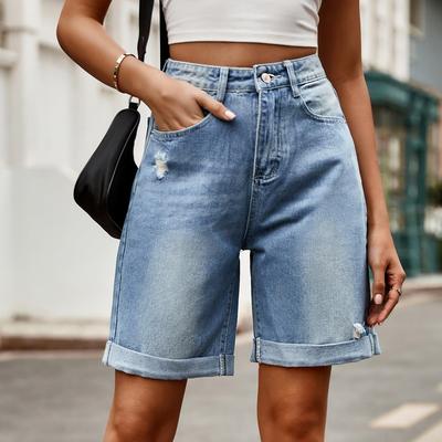 Bermuda Jean Short for Women Trendy Stretchy Denim Shorts