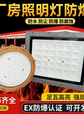 厂房照明灯大面积防爆led工业车间圆形泛光灯防水专用三防投光灯
