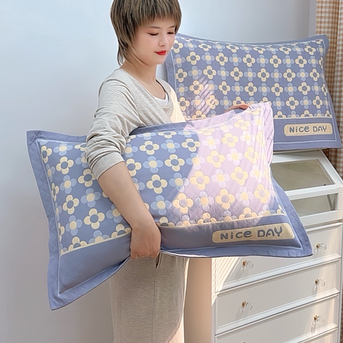 纯棉纱布加厚一对枕套全棉