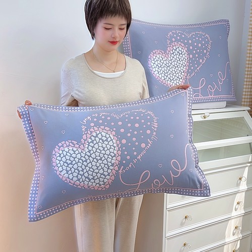 高密纯棉纱布枕套一对48x74/全包按扣式加厚枕头芯套隔脏吸汗透气