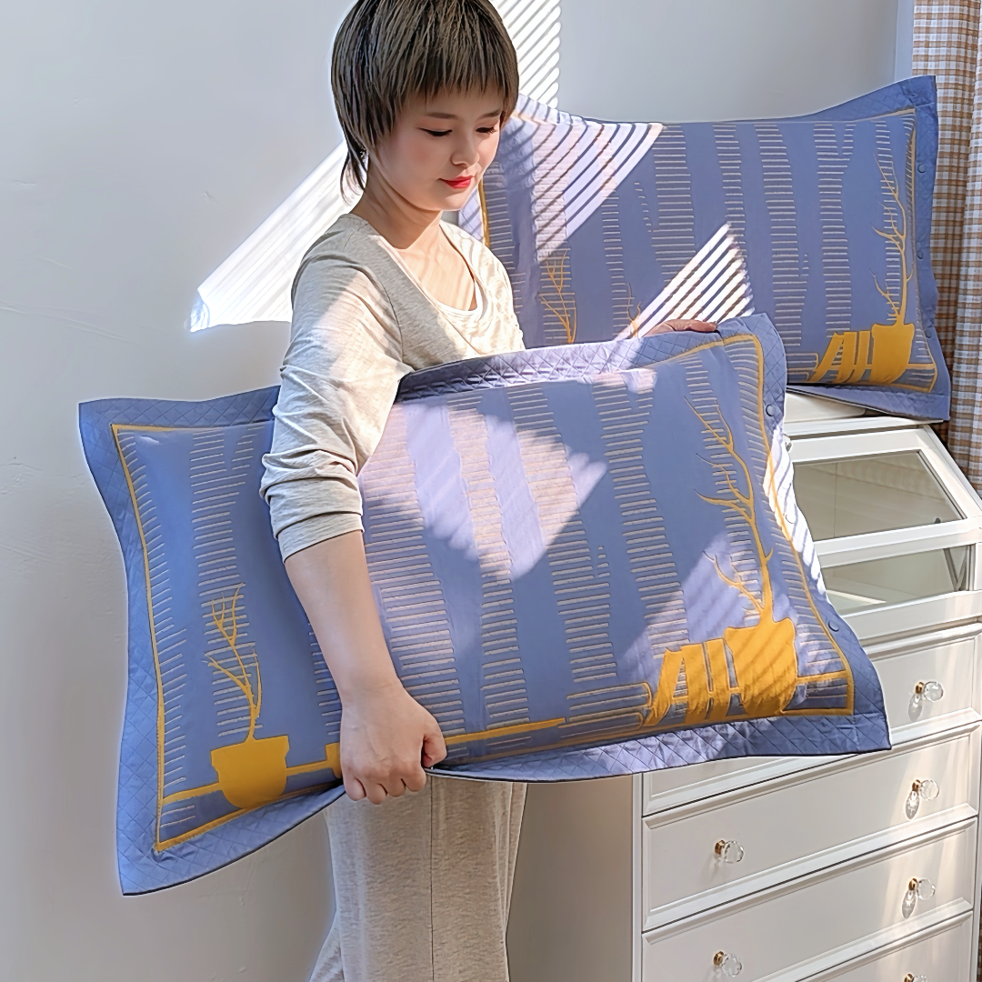 轻奢极简风按扣式纯棉纱布枕套高密加大厚枕头套一对家用成人透气,床上用品,枕套,淘宝优惠券,粉丝福利购,淘宝优惠卷