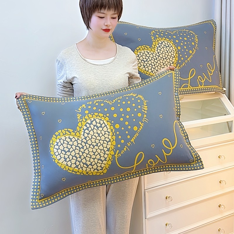 高密纯棉纱布枕套一对48x74/全包按扣式加厚枕头芯套隔脏吸汗透气,床上用品,枕套,淘宝优惠券,粉丝福利购,淘宝优惠卷