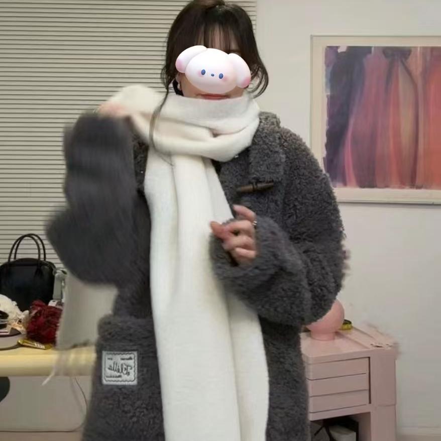 U家纯元保真！绵羊毛超大围巾披肩流苏纯色470736保暖秋冬情侣款