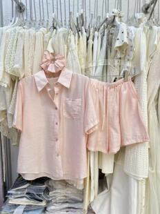 时尚 气质百搭显瘦短袖 女装 新款 两件套套装 韩版 短裤 2026年夏季 衬衫