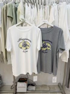 T恤休闲上衣 宽松显瘦百搭圆领短袖 甜美风可爱女t2026春夏新款 韩版