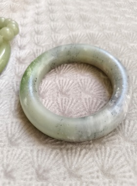 和田玉籽料新疆青花翠青三色手镯53.5黑山