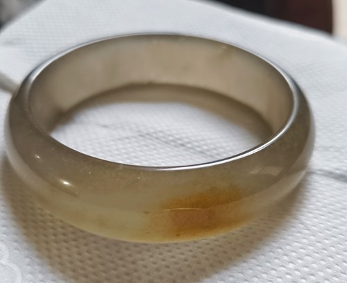 [烟罗]新疆金丝玉宝石光烟紫烟灰色冰种手镯带金沙