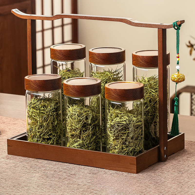 高颜值相思木家用玻璃茶叶罐