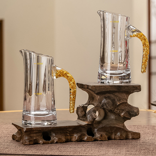 轻奢高档金山金箔白酒分酒器家用水晶刻度玻璃分酒盅饭店用100ml