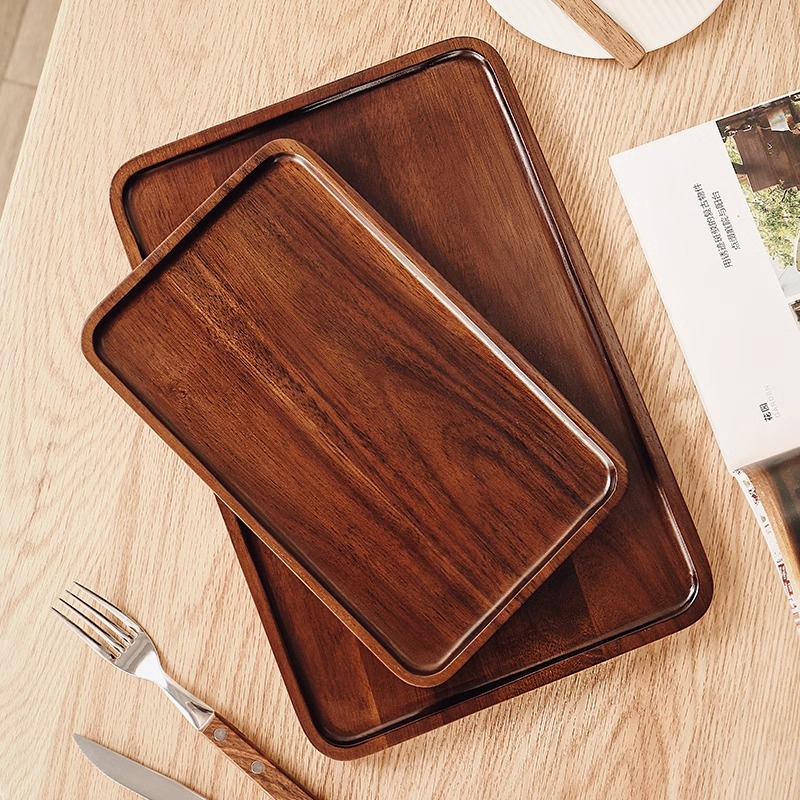 相思木托盘圆形实木木质木头圆盘餐盘家用放茶杯水杯杯子木盘杯盘