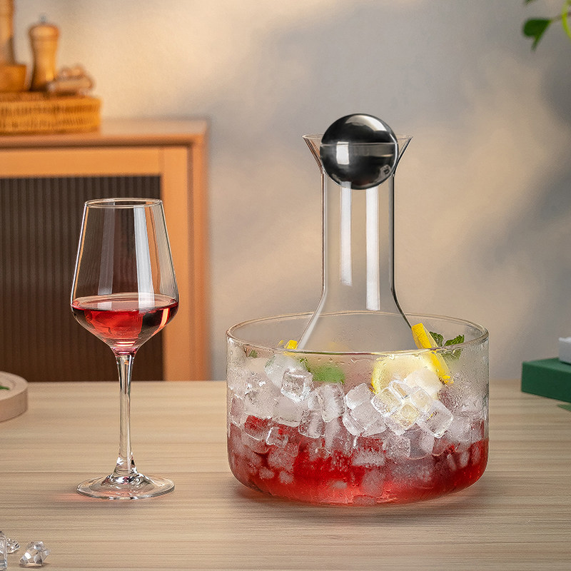 冰红酒醒酒器家用奢华冰镇酒瓶高档冰桶分酒器酒具套装瀑布冰酒壶