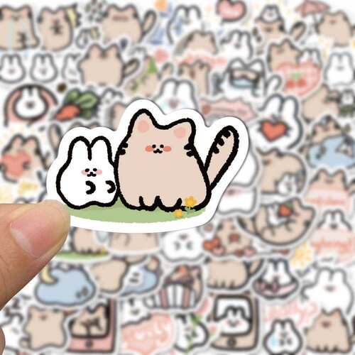 猫咪兔子贴纸手机电脑卡通贴画