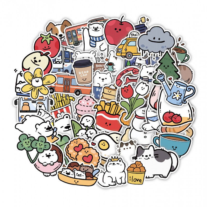 白熊旅行贴纸120张可爱卡通动物行李箱手账笔记本电脑头盔DIY装饰,3C数码配件,笔记本个性小贴纸,淘宝优惠券,粉丝福利购,淘宝优惠卷