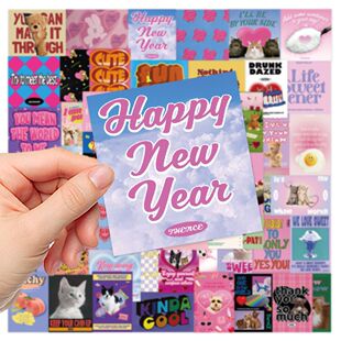 饰 韩系高颜值INS复古贴纸DIY65张手机手帐笔记本电脑头盔相册装