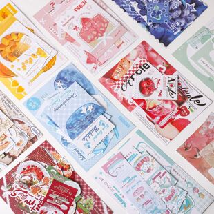 文创复古试吃set贴纸清新混合卡头卡背折页食物系随心配打包材料